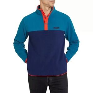 NWT Men’s Fleece Pullover 1/4 Snap Better Sweater Lands End Blue Green Retro XXL